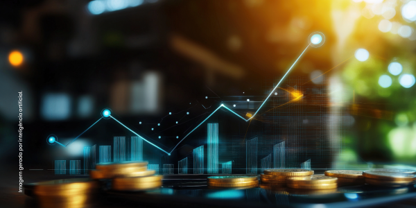 Moedas e gráfico sobreposto indicando aumento de custos